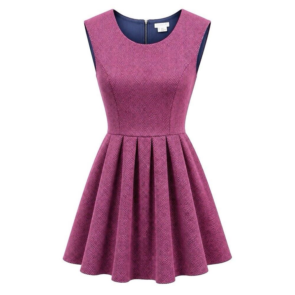 Cooperative Anthropologie Herringbone Dress Sz 8 Pleated Cottagecore Boho